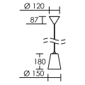 Aton 150- suspension e27 60w max, Ø150mm, verre opale, patère/câble noir, s/lpe