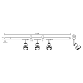 Zao - rail 1 all. + 3 spots gu10, blanc, a/lpes led 6w 3000k 500lm incl