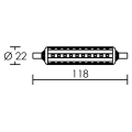 Lampe r7s 118mm, 360°, led 10w 4000k 1050lm, cl.énerg.a+, 30000h, dimmable