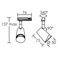 Judy 029-spot rail 1 all. 029 gu10, blanc, a/lpe led 5,5w 3000k 410lm dimm. incl