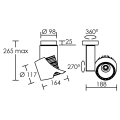 Ikar 01 - proj. s/patère, blanc, angle 36°, led intég. 40w 4000k 4000lm