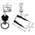 Lumi 023 - proj. rail 3 all.023, blanc, angle 32°, led intég. 17w 3000k 1800lm