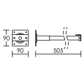 Fixation tige 0,50m noir mx70c