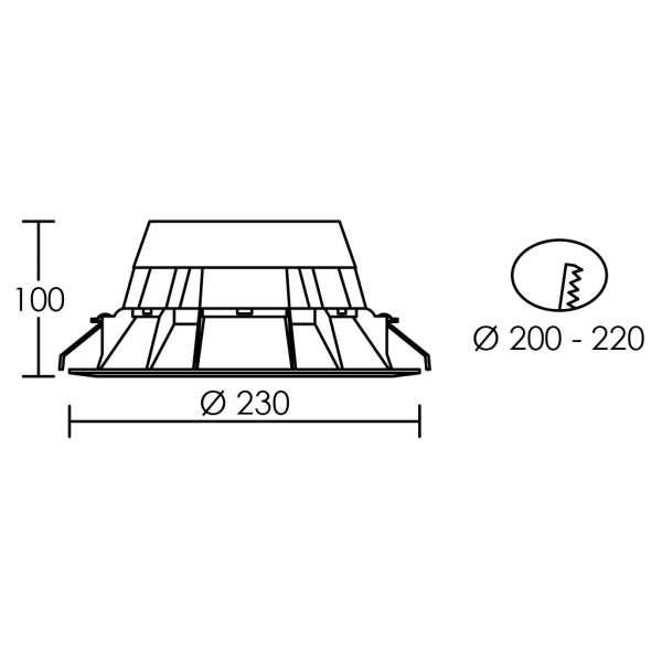 Harden - downlight ip20/44 vol.2, rond, fixe, 80°, led intég. 14w 4000k 1200lm