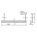 Linear - suspension, 1450mm, gris, led intég. 27w 4000k 3100lm