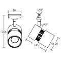 Ninety - proj. rail 1 all.029, noir, angle 30°, led intég. 30w 4000k 3000lm