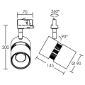 Ninety - proj. rail 3 all.023, noir, angle 30°, led intég. 30w 3000k 3000lm