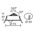 Dl-084 - encastré ip20/44, recouvrable, blanc, led intég. 8w 47° 4000k 680lm