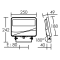 Sunset e- proj. ext. ip65 ik08, blanc,angle 50°x140°,led intég. 44w 3000k 3500lm