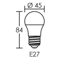 Lampe sphérique e27 led 7,5w 2700k 830lm, cl.énerg.a++, 15000h