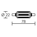 Lampe r7s 78mm, 360°, led 6w 3000k 650lm, cl.énerg.a++, 30000h