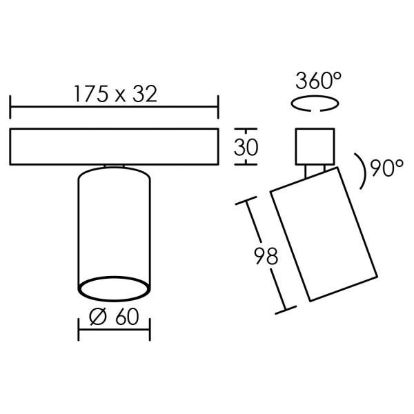 Nolan b1 - spot s/patère, blanc, a/lpe led 5,5w 4000k 410lm dimmable incl.