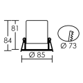 Ef7 - enc. recouvrable ip20/65, fixe, blanc, led 7w 650lm 3000/4000/5700k (cct)