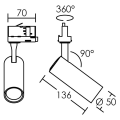 Tek 12 - proj. rail 3 all.023, blanc, angle 36°, led intég. 12w 4000k 1200lm