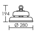 High bay dim - suspension indus. led 110° 200w 4000k ip65 ik08 26000lm