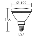 Lampe réflecteur Ø122 par38 e27 led 15w 3000k 1350lm, cl.énerg.a+, 35000h