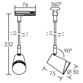 Judy 129 - spot rail 1 all.029 gu10 sur tige, lpe led 5,5w 3000k 410lm dimm.incl