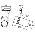 Evoli - spot rail 1 all.029, blanc, angle 35°, led intég. 9w 3000k 820lm