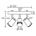 Judy p3-plafonnier 3 spots gu10, blanc, a/lpes led 5,5w 3000k 410lm dimm. incl