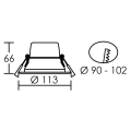 Riva - downlight ip20, Ø113mm, fixe, blanc, led intég.10w 50° 3000k 900lm, dim