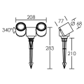 Spot sur piquet TOPAZE avec 2 x LED GU10 36° 5,2W 3000K