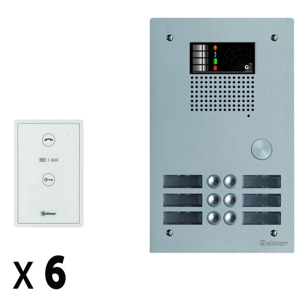 Kit portier collectif GKAML62 6 appels audio mains-libres 2 fils - Golmar Bitron Video