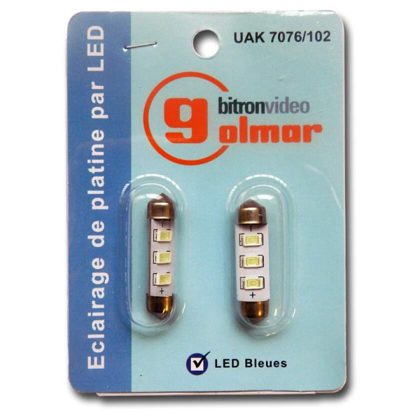 Lot de 2 Lampes Navettes LED Bleues pour Interphone Golmar - sous Blister