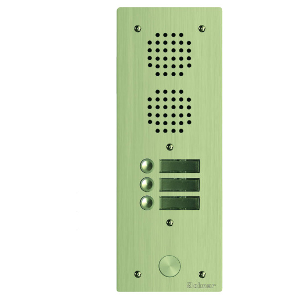 Platine aluminium haut-risque audio 1 rangée, 3 boutons champagne