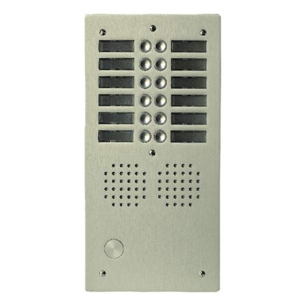 Platine aluminium haut-risque audio 2 rangées 12 boutons champagne
