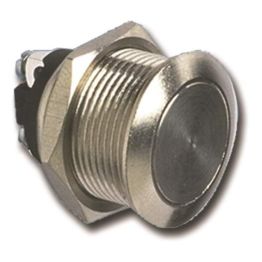 Bouton poussoir inox no (diamètre 19 mm)