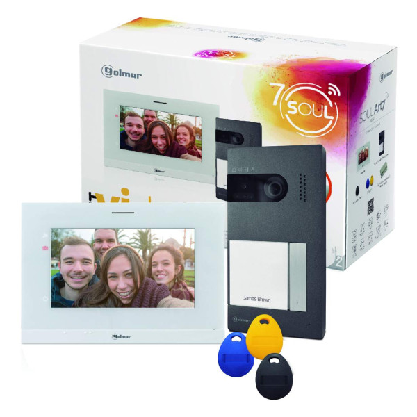 Visiophone connecté Wifi blanc Golmar SOUL écran 7 pouces 2 fils 1 appel