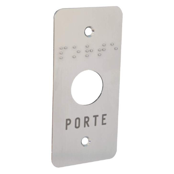 Façade en inox pour bouton-poussoir t t03/i gravée porte en lettres et en braill