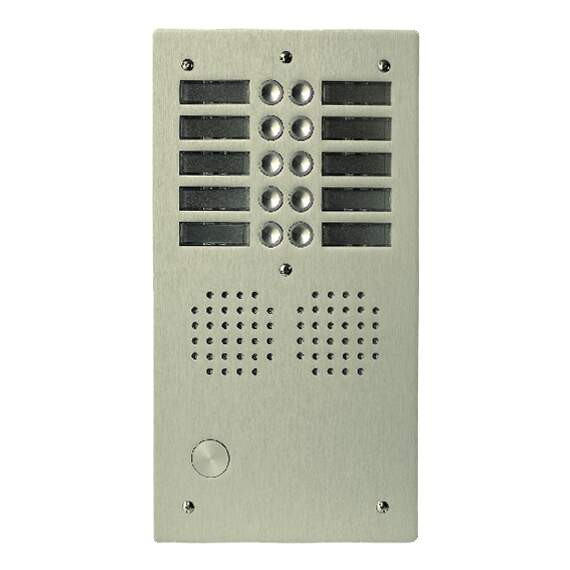 Platine aluminium haut-risque audio 2 rangées 10 boutons champagne