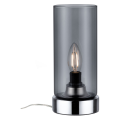 Lampe à poser pinja max,1x20w e14 chr/verre fumé br 230v métal/verre