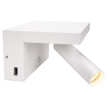 Karpo, applique intérieure, liseuse, blanc, led, 6,6w, 3000k, variable, 2 ports usb