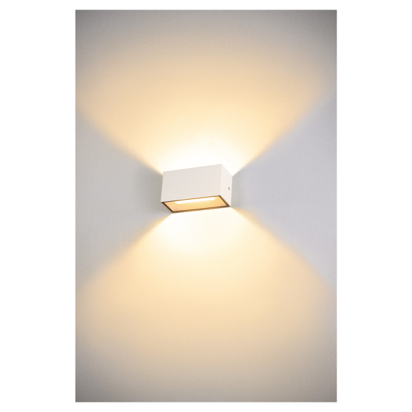 Sitra cube, applique extérieure, m, up/down, blanc, led, 14w, 3000k/4000k, ip44, cct switch