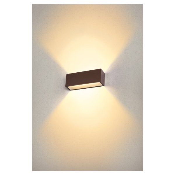 Sitra cube, applique extérieure, l, up/down, rouille, led, 24w, 3000k/4000k, ip44, cct switch