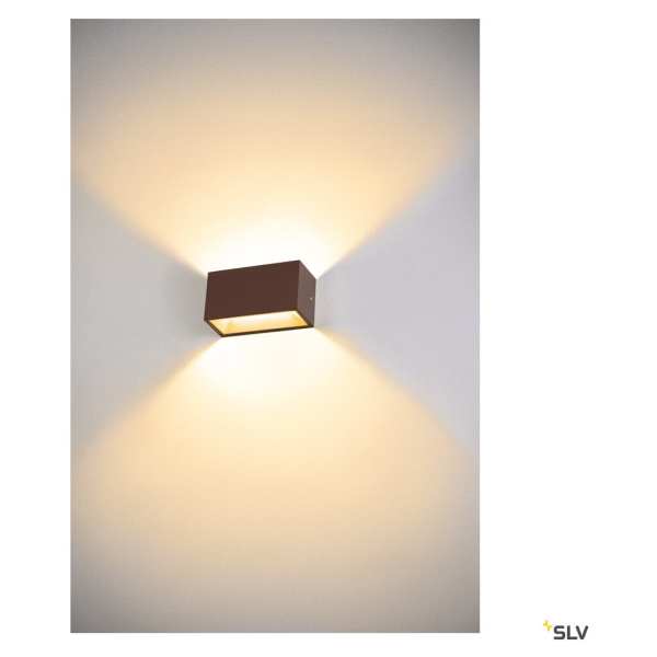 Sitra cube, applique extérieure, m, up/down, rouille, led, 14w, 3000k/4000k, ip44, cct switch