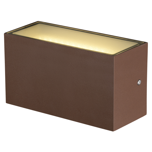 Sitra cube, applique extérieure, m, up/down, rouille, led, 14w, 3000k/4000k, ip44, cct switch