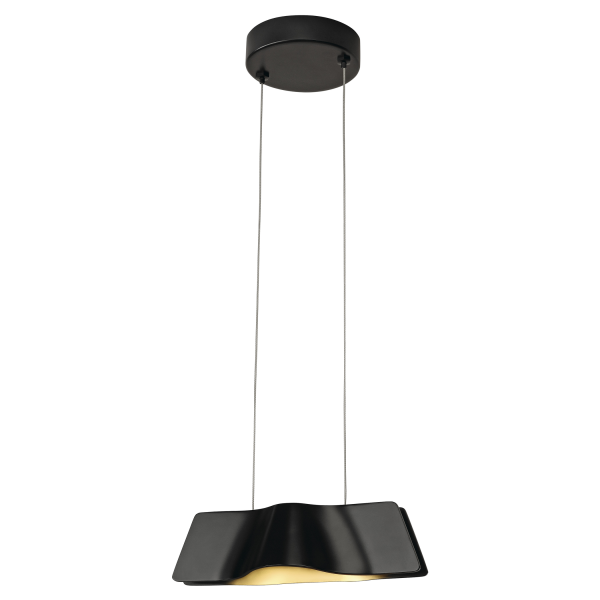 Wave pendant. suspension. noir. led 8.6w 3000k avec patère