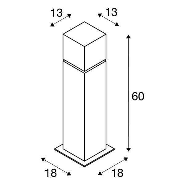 SLV by Declic SQUARE POLE 60, borne extérieure, alu brossé, E27 max. 20W, IP44