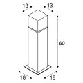 SLV by Declic SQUARE POLE 60, borne extérieure, alu brossé, E27 max. 20W, IP44