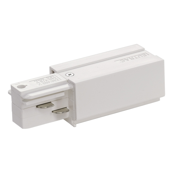 Alimentation gauche pour rail 3 allumages en saillie Slv Eutrac® intérieur blanc