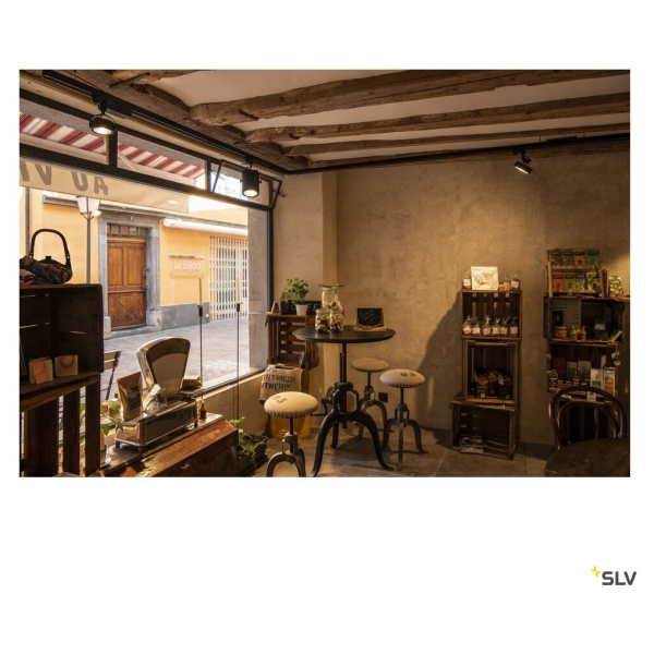 Alimentation gauche pour rail 3 allumages en saillie Slv Eutrac® intérieur blanc