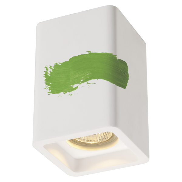Plastra plafonnier, cl-1, carré, plâtre blanc, gu10, max. 35w