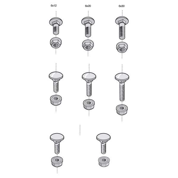 Boulons poêlier avec écrous Legrand BTRCC 6x12 Sachet de 100 