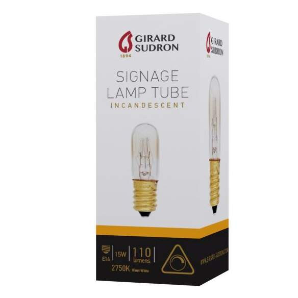 Girard sudron signage lamp tube incan. 15w e14 2750k 110lm