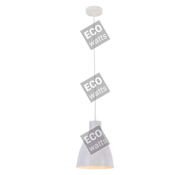 Suspension e27 abat-jour métal blanc extérieur/ doré intérieur cable pvc l.100cm