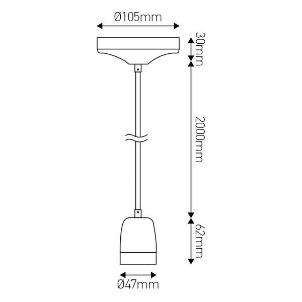 Girard sudron suspension céramique noire + 2m câble noir/blanc