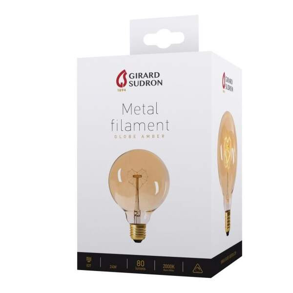 Girard sudron globe filament métallique "cœur" 24w e27 2000k ambre - Girard Sudron - 24004